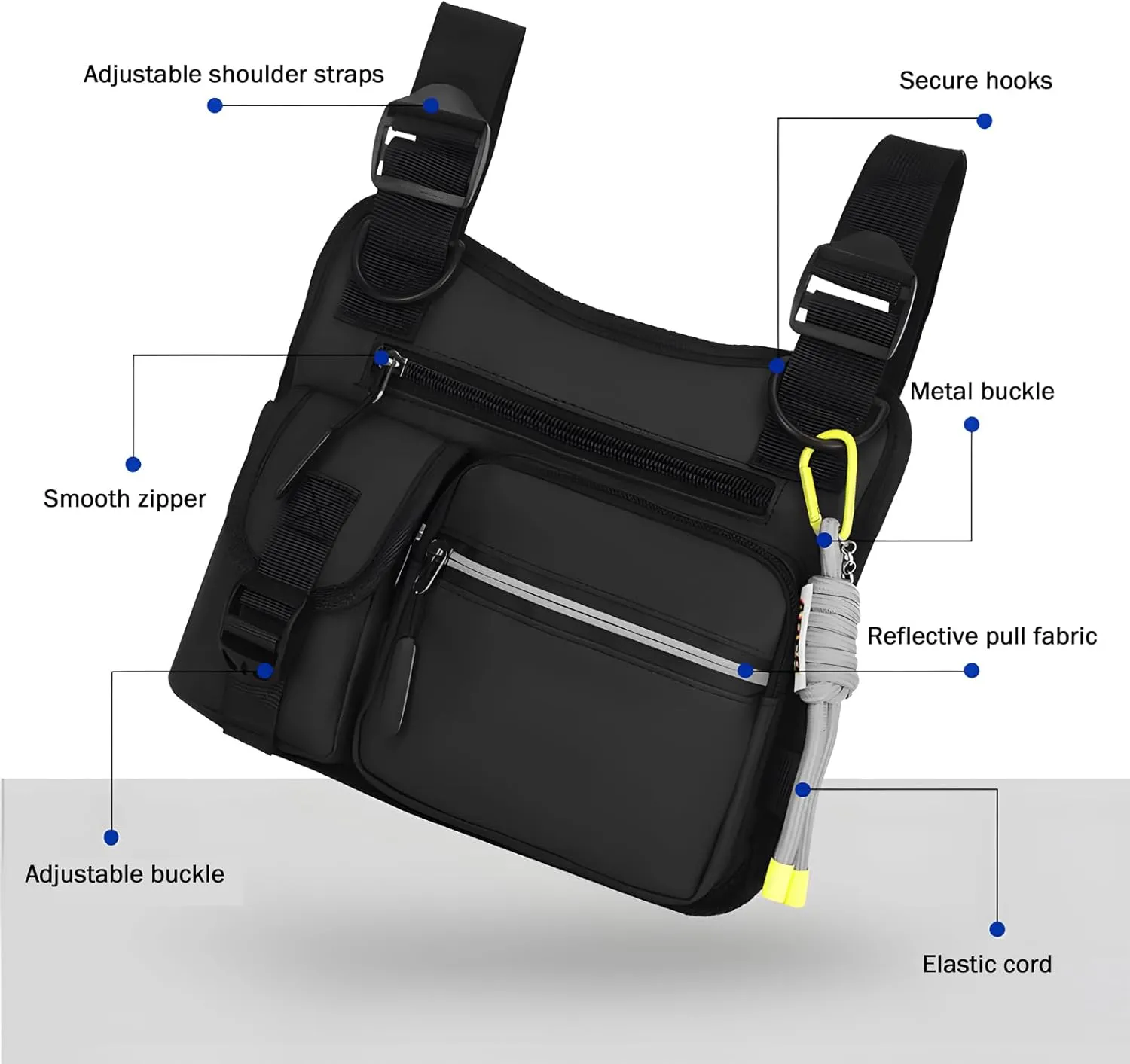Adjustable Chest Bag for Men - Waterproof Hiking Climbing Backpack with Anti-Theft Design, Lightweight EDC Chest Pack for Cycling Running Travel & Outdoor Sports (Blue)