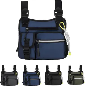 Adjustable Chest Bag for Men - Waterproof Hiking Climbing Backpack with Anti-Theft Design, Lightweight EDC Chest Pack for Cycling Running Travel & Outdoor Sports (Blue)