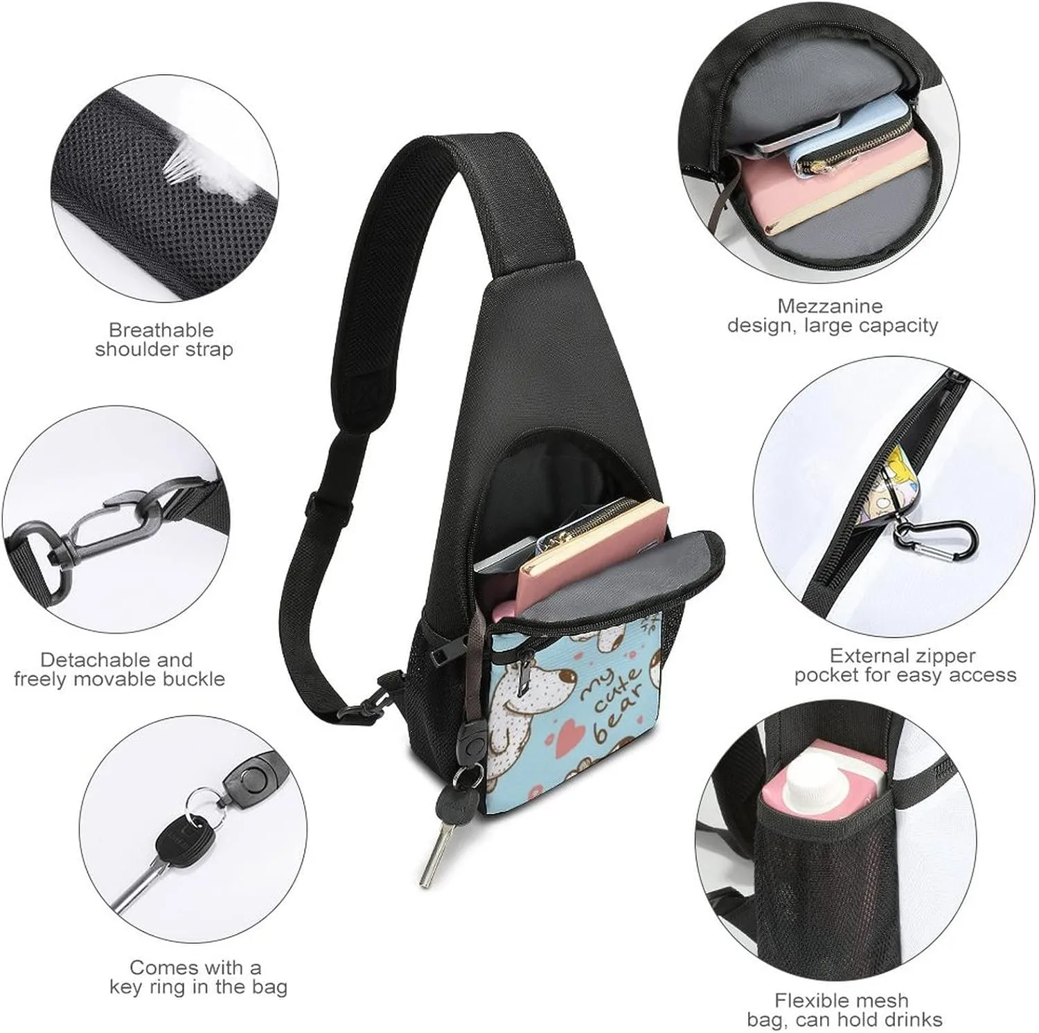 Adjustable Fanny Waist Pack Pouch, Crossbody Durable Runners Bag Wallet for Sports Cycling Gym Hiking Fitness Women Men