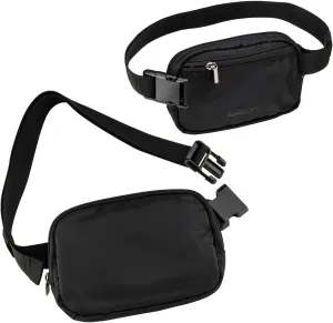 AeroLOFT™ Unisex Belt Bag with Adjustable Strap Small Waist Pouch for Workout Running Travelling Hiking, 7.75" Lx 7.2"W (Jet Black)