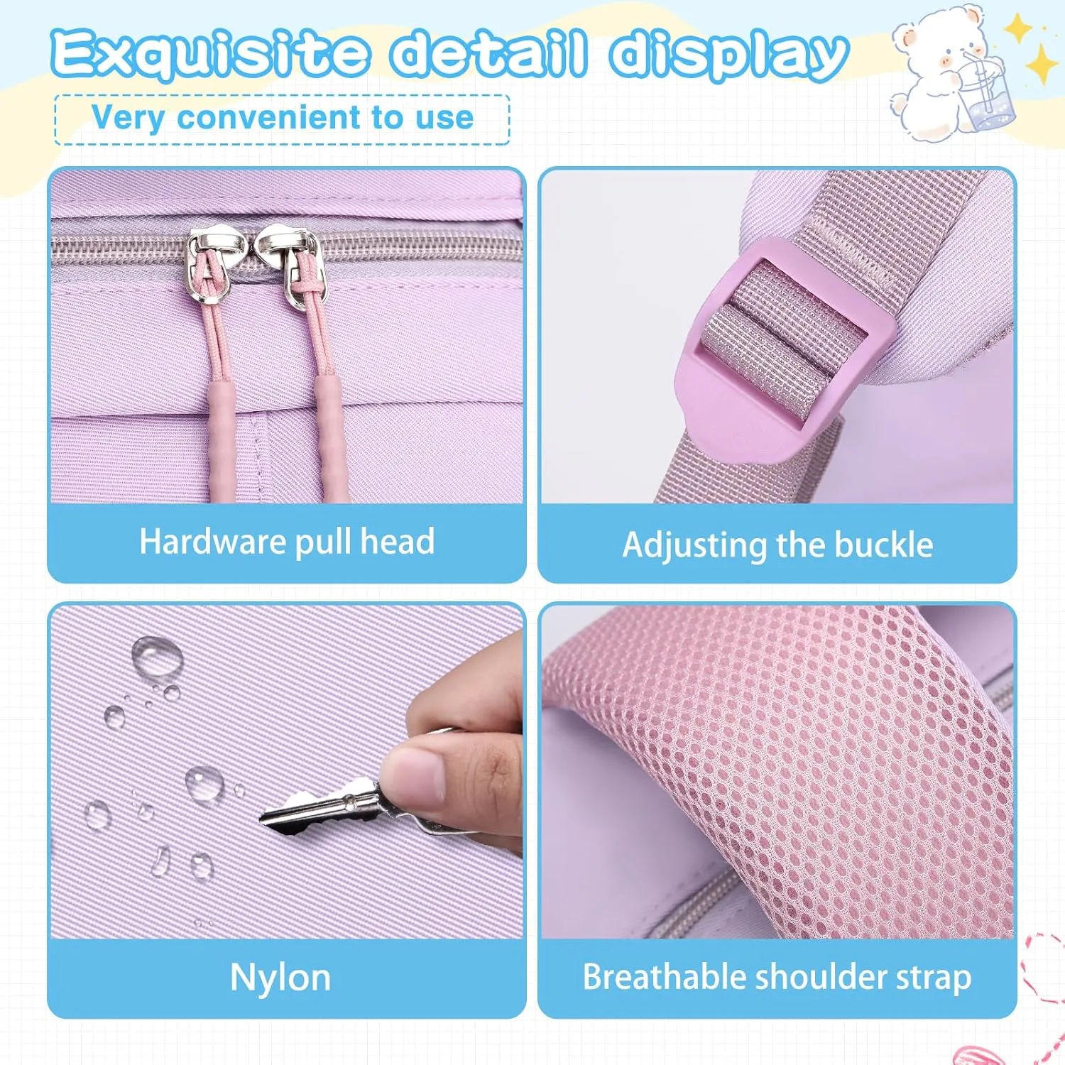 Aesthetic Backpack for School Cute Laptop Purple Backpack Teens Girls Travel Casaul Daypack Lightweight Book Bags