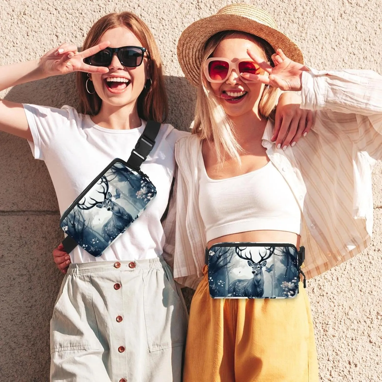 Aesthetic Watercolor Deer Unisex Style Fanny Pack: Fashion Waist Packs, Crossbody Bags Sport Slim Fashionable for Jogging Hiking Hiker Woman Man, 1.5x9.0x5.9in/4x23x15cm