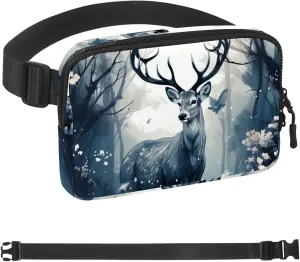 Aesthetic Watercolor Deer Unisex Style Fanny Pack: Fashion Waist Packs, Crossbody Bags Sport Slim Fashionable for Jogging Hiking Hiker Woman Man, 1.5x9.0x5.9in/4x23x15cm