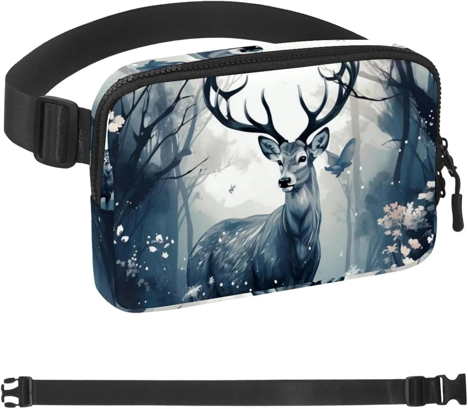 Aesthetic Watercolor Deer Unisex Style Fanny Pack: Fashion Waist Packs, Crossbody Bags Sport Slim Fashionable for Jogging Hiking Hiker Woman Man, 1.5x9.0x5.9in/4x23x15cm