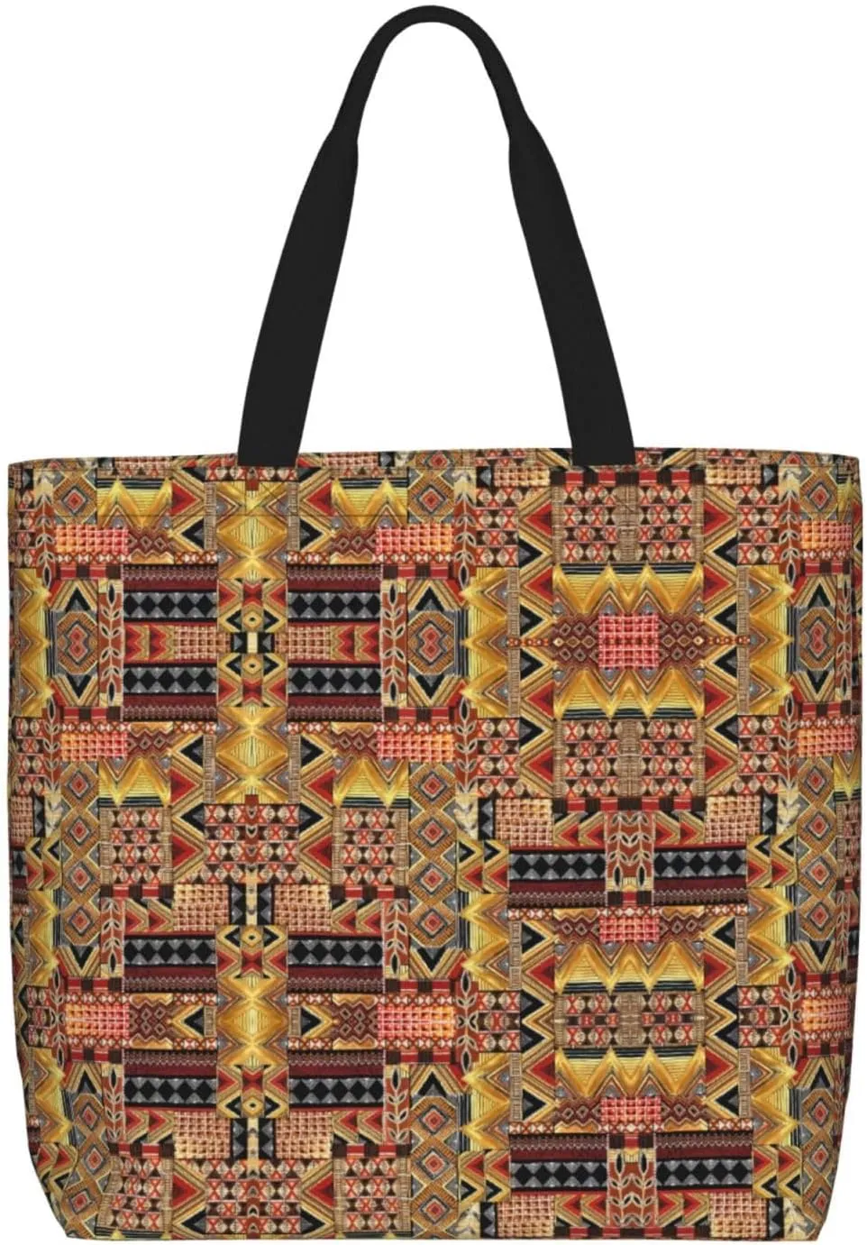 African Textile Patchwork Print Tote Bag For Women Shoulde Bag Handbag Reusable Grocery Bags For Office,Shopping,Travel
