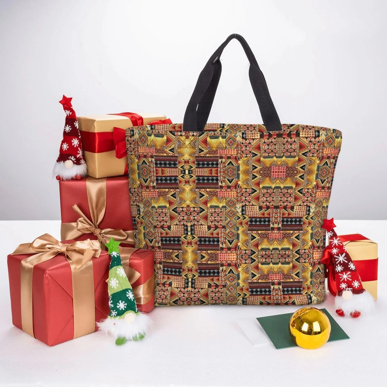African Textile Patchwork Print Tote Bags Reusable Grocery Bag Shoulde Bag Handbag For Office Shopping Travel Women