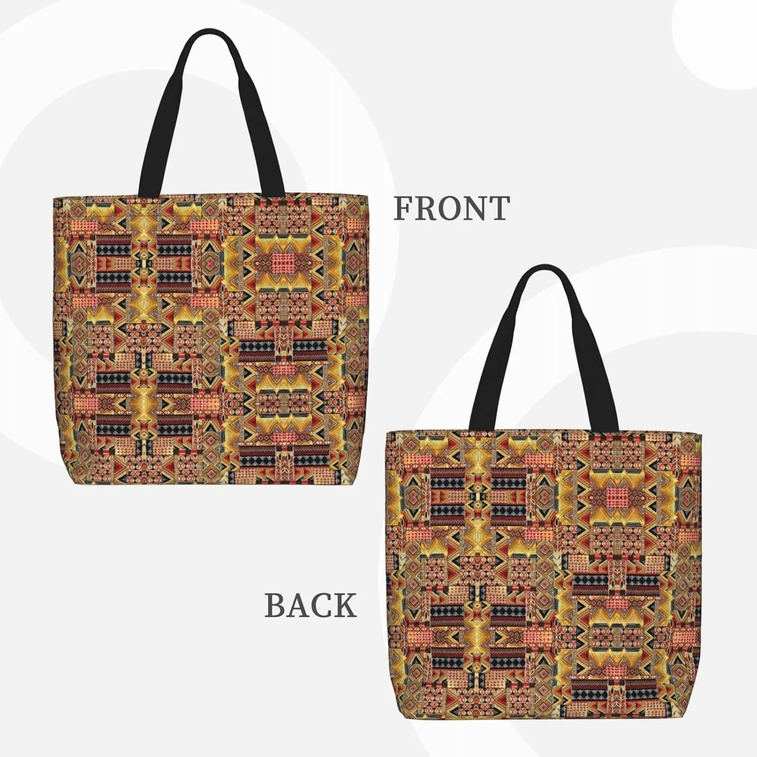 African Textile Patchwork Print Tote Bags Reusable Grocery Bag Shoulde Bag Handbag For Office Shopping Travel Women