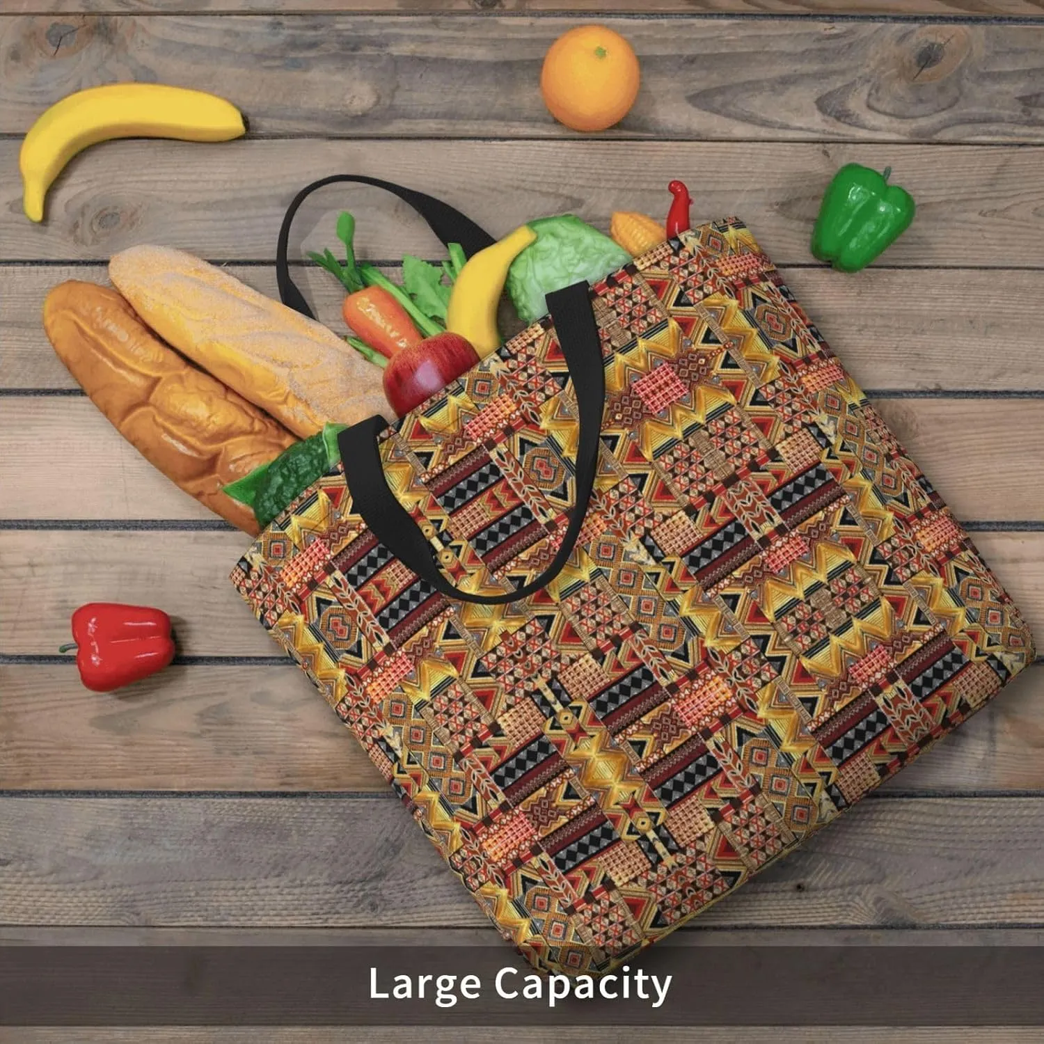 African Textile Patchwork Print Tote Bags Reusable Grocery Bag Shoulde Bag Handbag For Office Shopping Travel Women