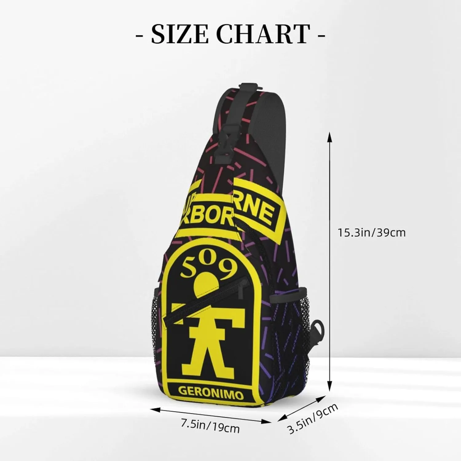 Airborne 509 Geronimo Small Crossbody Backpack Sling Bag For Men Women Mini One Shoulder Chest Bags Gym Sport Travel Hiking Daypack