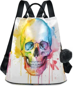 ALAZA A Humorous Skull Backpack Purse for Women Anti Theft Travel Bag Fashion Back Pack Shoulder Bag Handbag