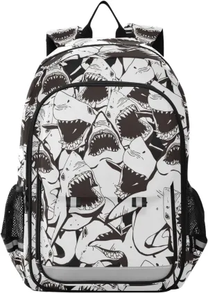 ALAZA Angry Shark Attack Fun Animal Laptop Backpack Purse for Women Men Travel Bag Casual Daypack with Compartment & Multiple Pockets