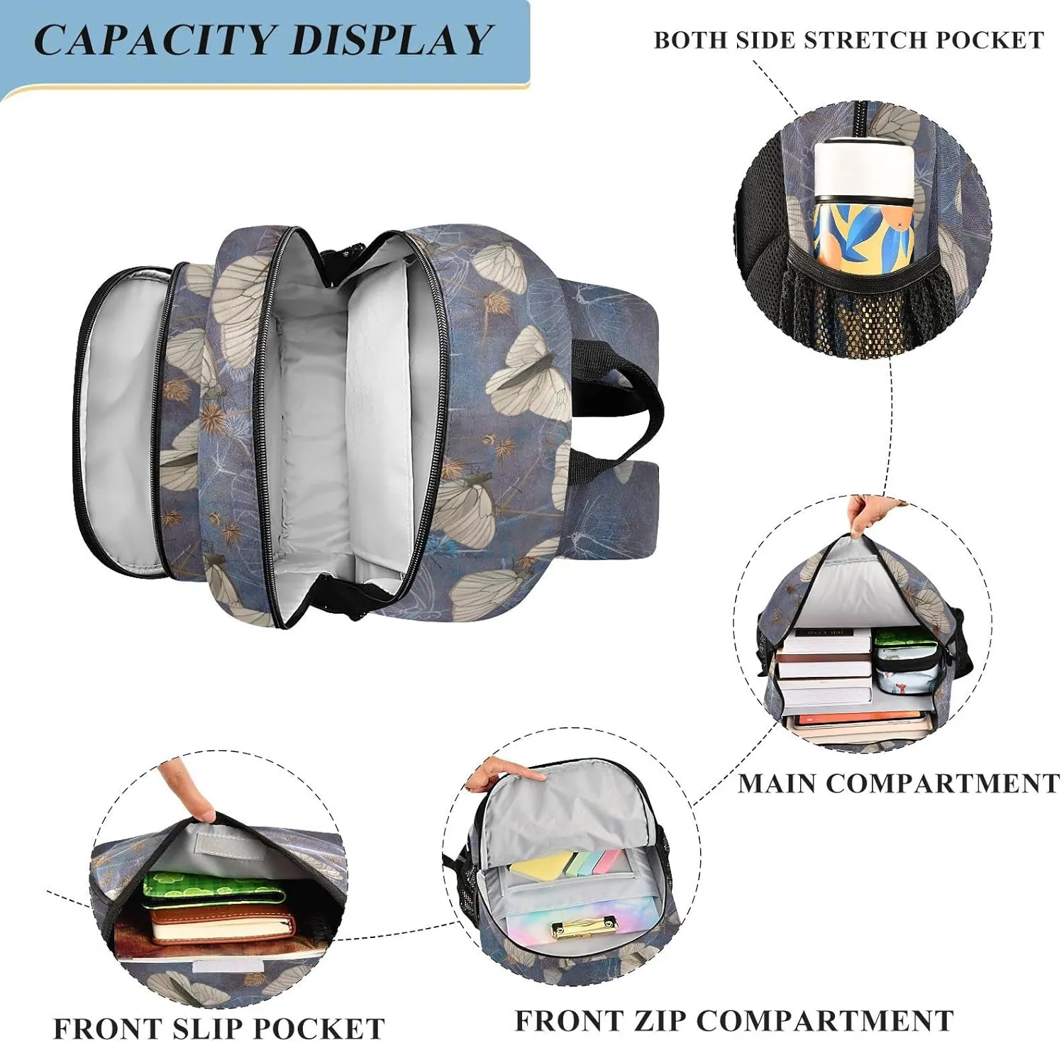 ALAZA Butterflies on Thorns Casual Backpack Bag Travel Knapsack Bags