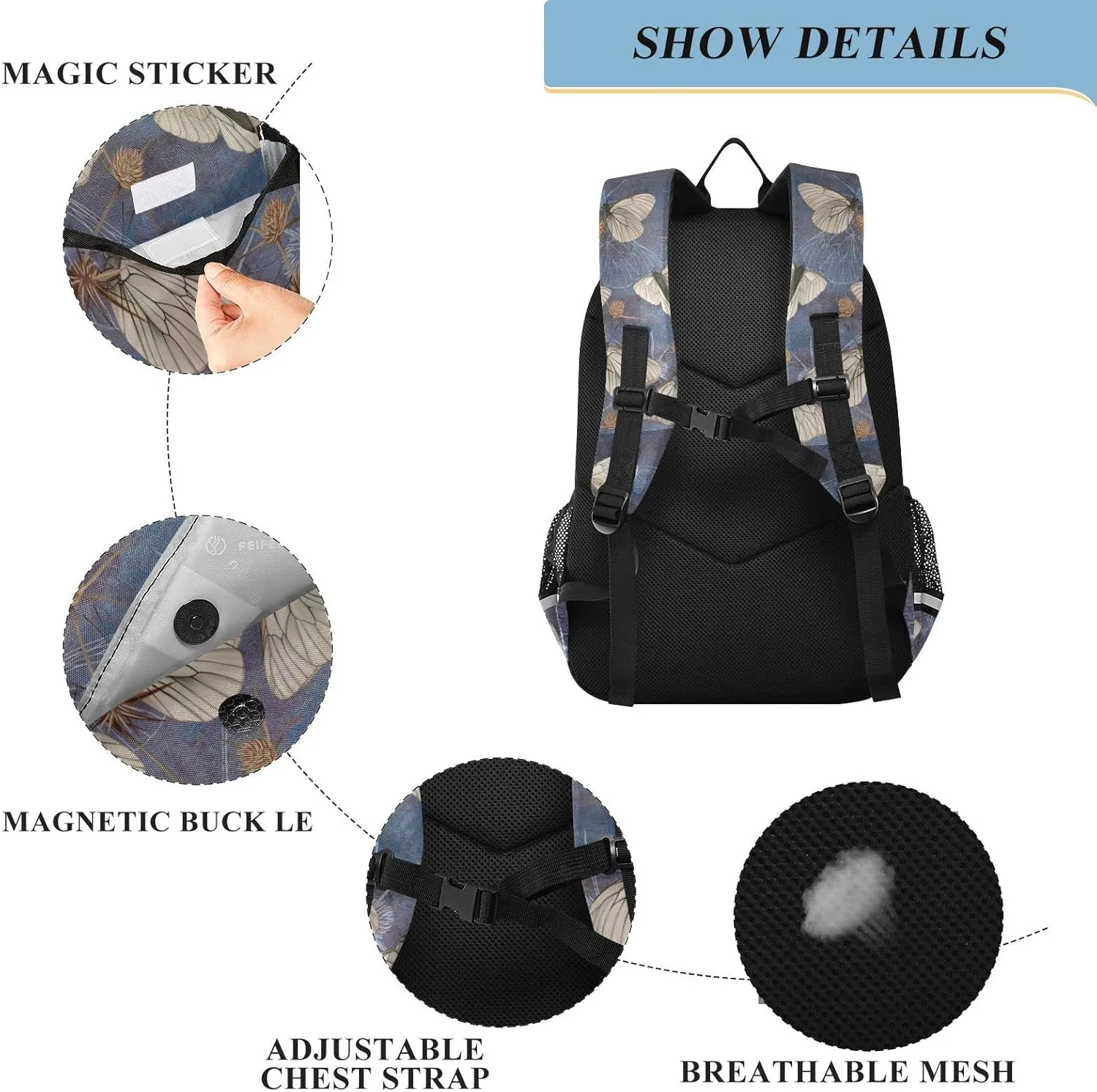 ALAZA Butterflies on Thorns Casual Backpack Bag Travel Knapsack Bags