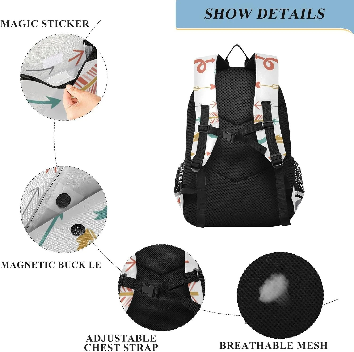 ALAZA Hipster Arrows Casual Backpack Bag Travel Knapsack Bags