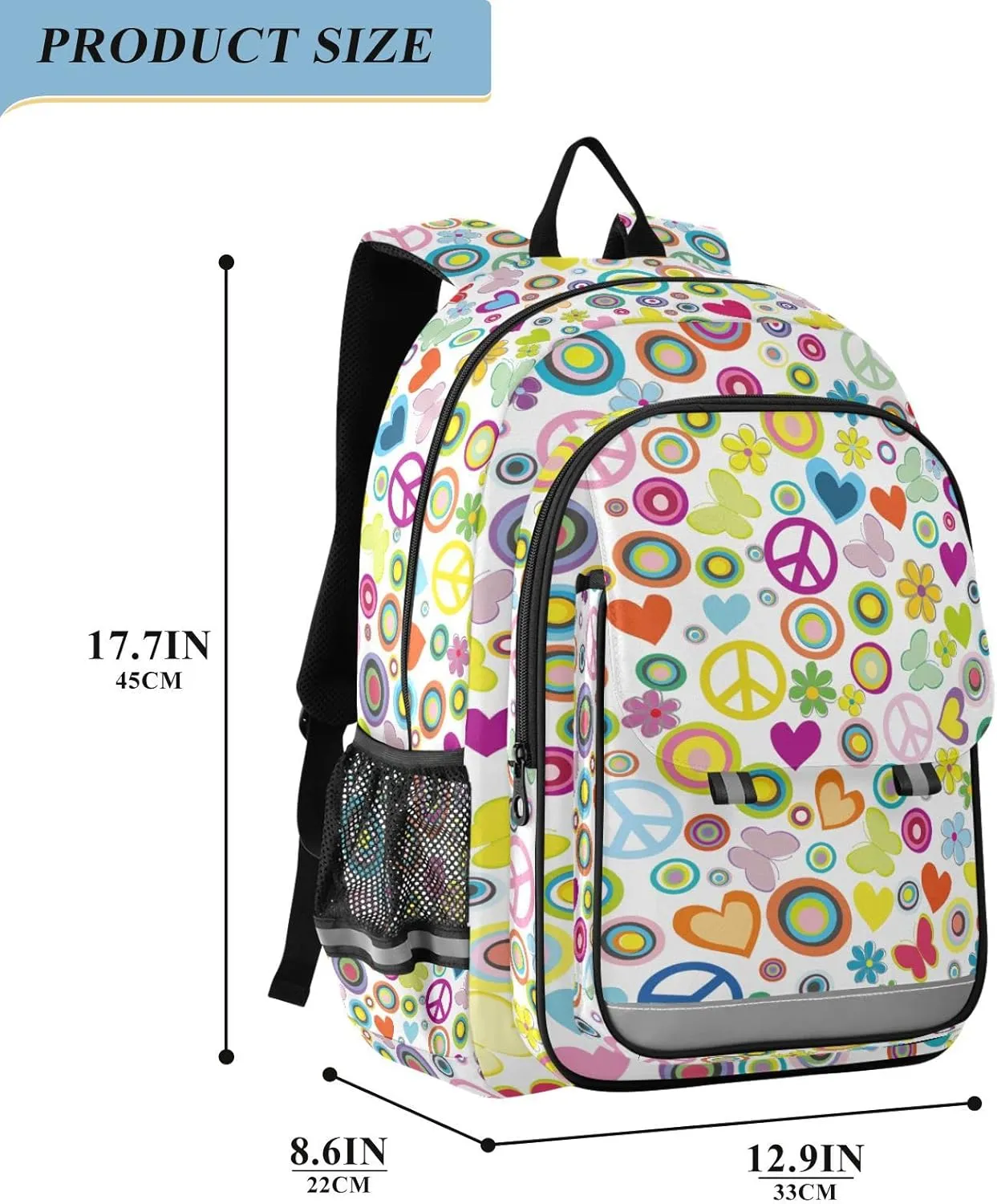 ALAZA Love Peace Sign Hippie Flower Floral Laptop Backpack Purse for Women Men Travel Bag Casual Daypack with Compartment & Multiple Pockets