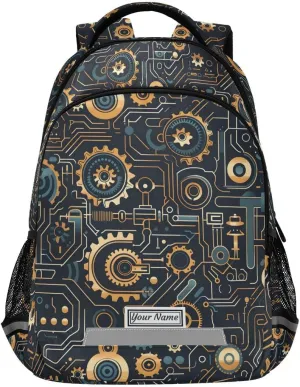 ALAZA Personalized Toddler Backpack School Girls Boys Bookbag Kids Bags Machinery Print Children Student Daypack Travel Teen Name Customized
