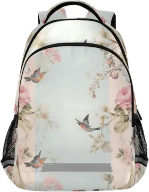 ALAZA Red Rose Flower Bird Backpack Girls Kids Backpacks Boys School Bookbag 3rd 4th 5th Grade Casual Daypack Laptop Shoulder Bag