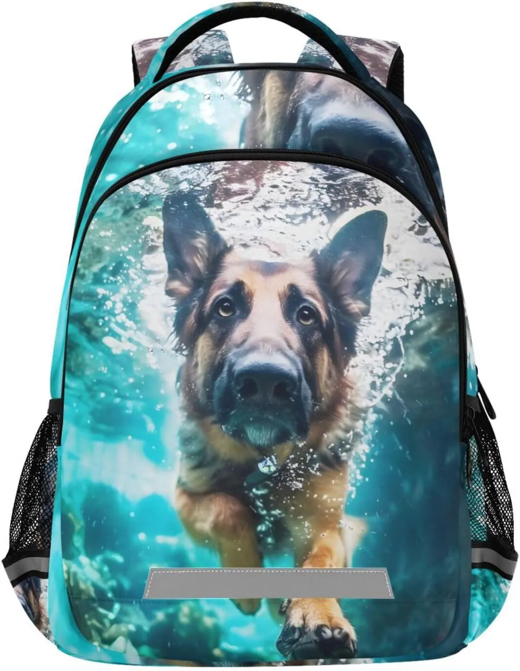 ALAZA Teens School Backpack German Shepherd Dog Swimming Underwater Laptop Backpack with Reflective Strap, Travel Backpack Casual Daypack for Elementary Primary middle Bookbag