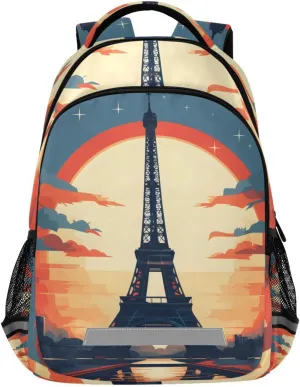 ALAZA Vintage Paris Eiffel Tower Backpack Girls Kids Backpacks Boys School Bookbag 3rd 4th 5th Grade Casual Daypack Laptop Shoulder Bag with Chest Strap