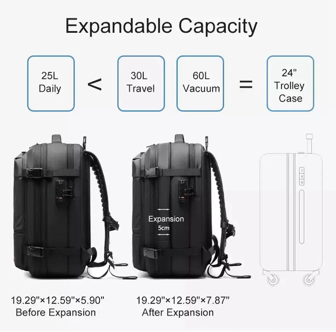 Alepeak Vacuum Backpack With Vacuum Compression,Airpax Discoverer Travel Bag,Airback Backpack Waterproof And Anti-Theft (Blue, Extra Large)