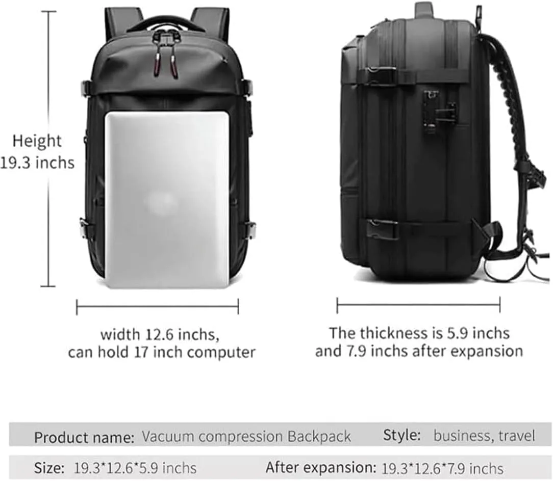 Alepeak Vacuum Backpack With Vacuum Compression,Airpax Discoverer Travel Bag,Airback Backpack Waterproof And Anti-Theft (Blue, Extra Large)