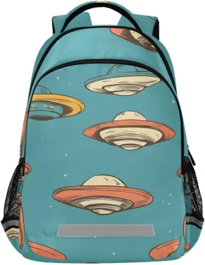 Alien Spacecrafts Backpack for School Bookbag Kids School Bags Travel Rucksack,13L