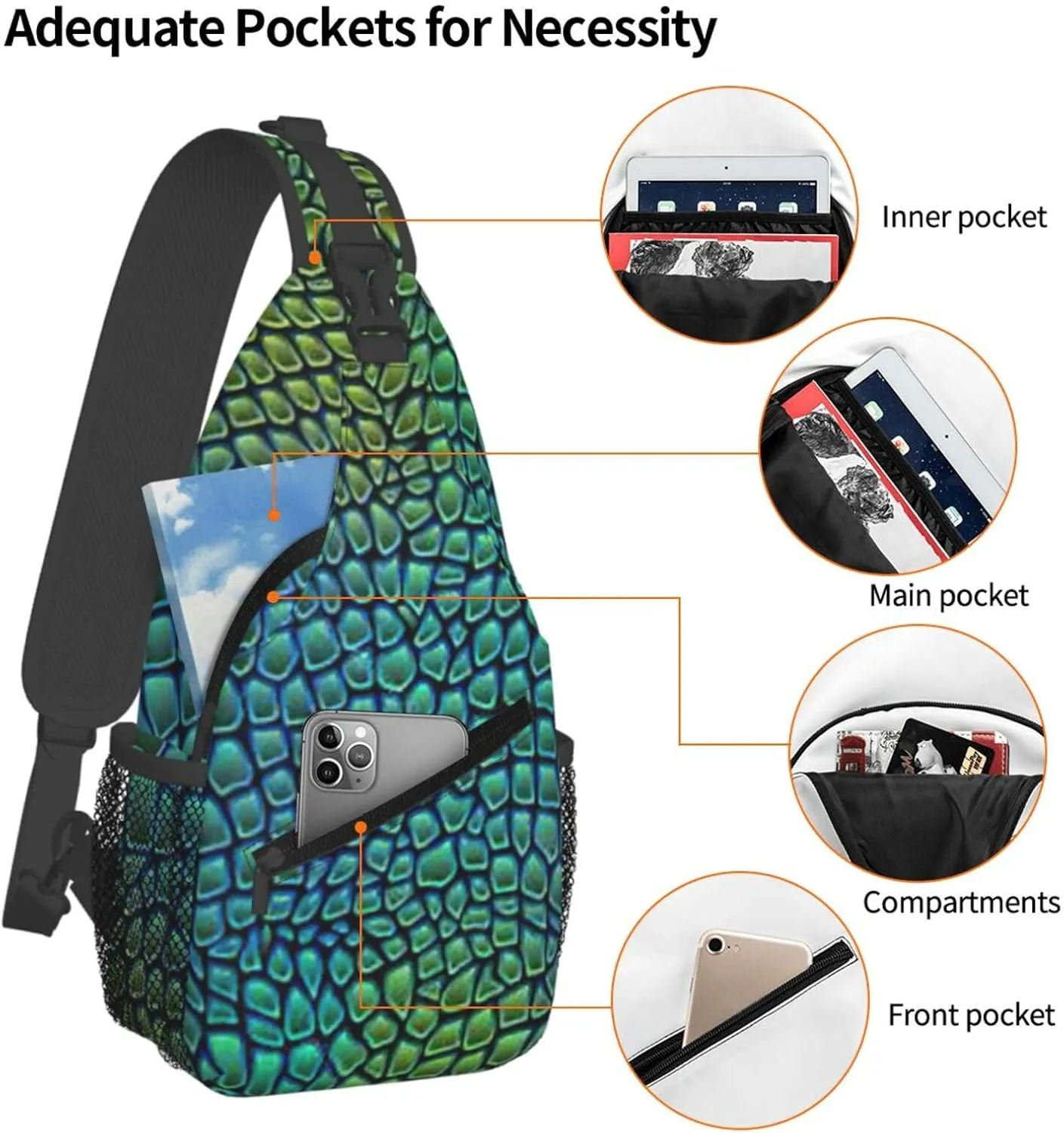 Alligator Skin Print Lightweight Sling Small Shoulder Bag - Chic Cross Chest Bag With Adjustable Strap