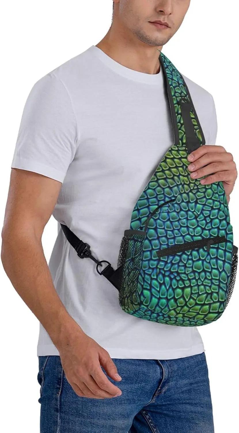 Alligator Skin Print Lightweight Sling Small Shoulder Bag - Chic Cross Chest Bag With Adjustable Strap