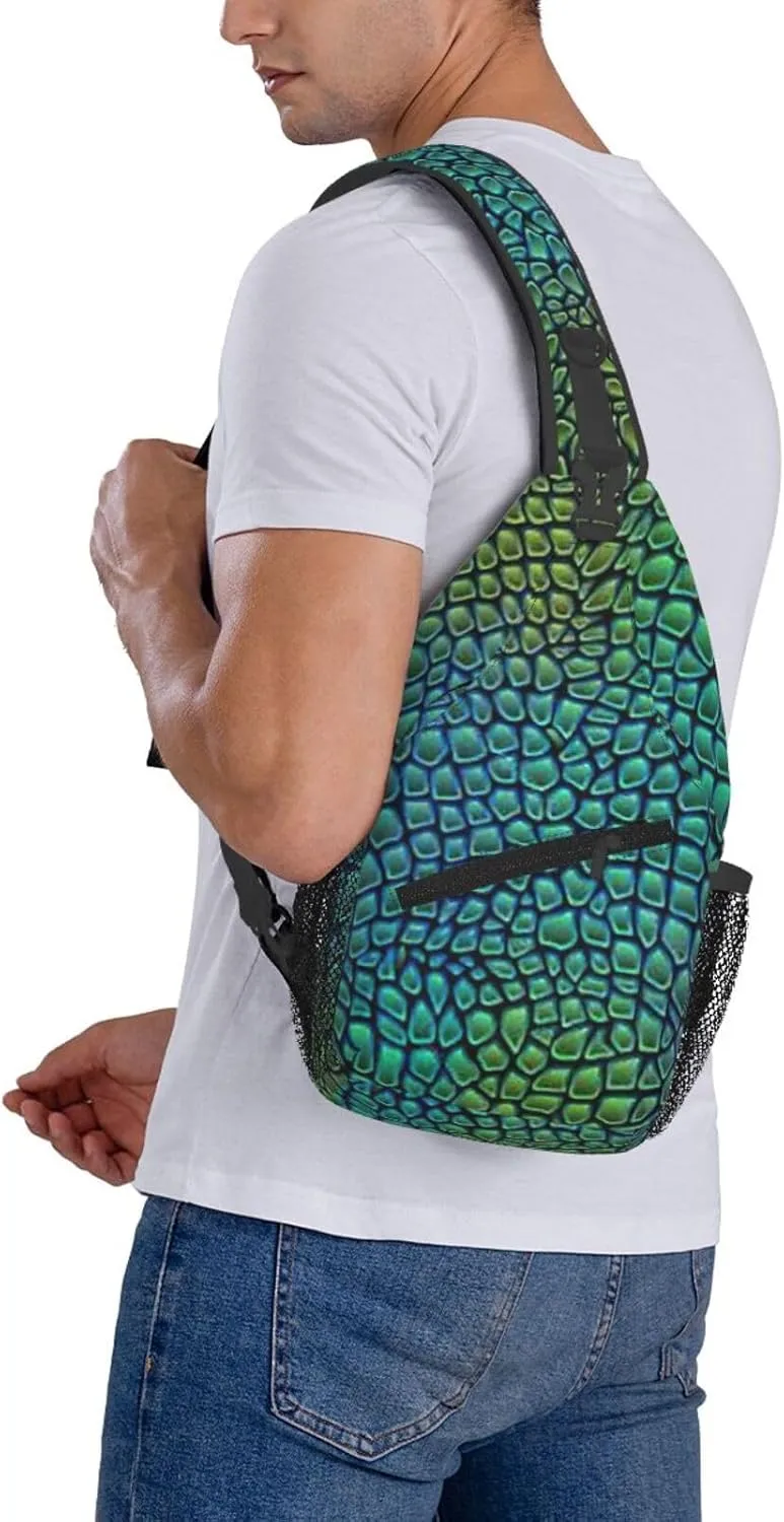 Alligator Skin Print Lightweight Sling Small Shoulder Bag - Chic Cross Chest Bag With Adjustable Strap