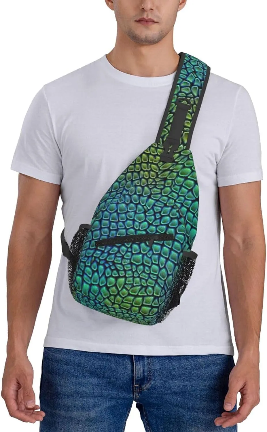 Alligator Skin Print Lightweight Sling Small Shoulder Bag - Chic Cross Chest Bag With Adjustable Strap