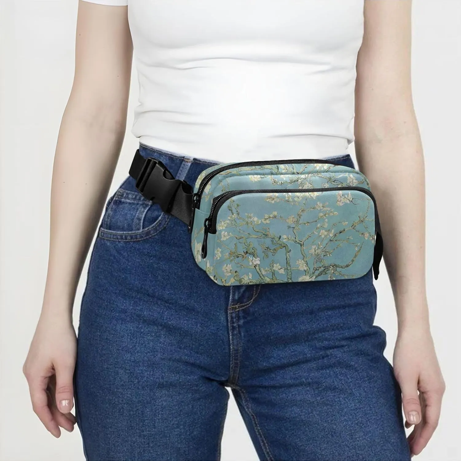Almond Blossom Vangogh Waterproof Womens Fanny Pack Belt Bag Hip Pack Pattern Crossbody Waist Bag
