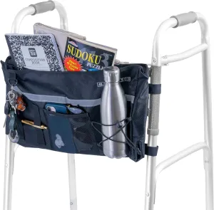 AlveyTech Super Deluxe Universal Walker & Rollator Bag - Accessory Bags for Medical Mobility Folding Rolling Walkers Rollators, Storage Satchel with Pouches, Pockets, Organizer, Accessories with Pouch