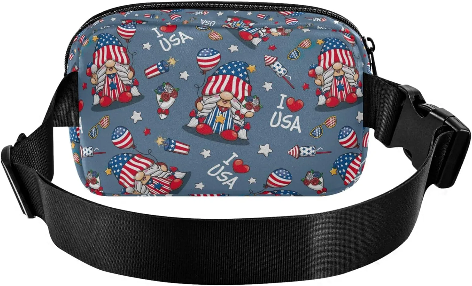 America Independence Gnomes Fanny Pack for Women Bright Belt Bags Hip Pack Waterproof Crossbody Waist Purse