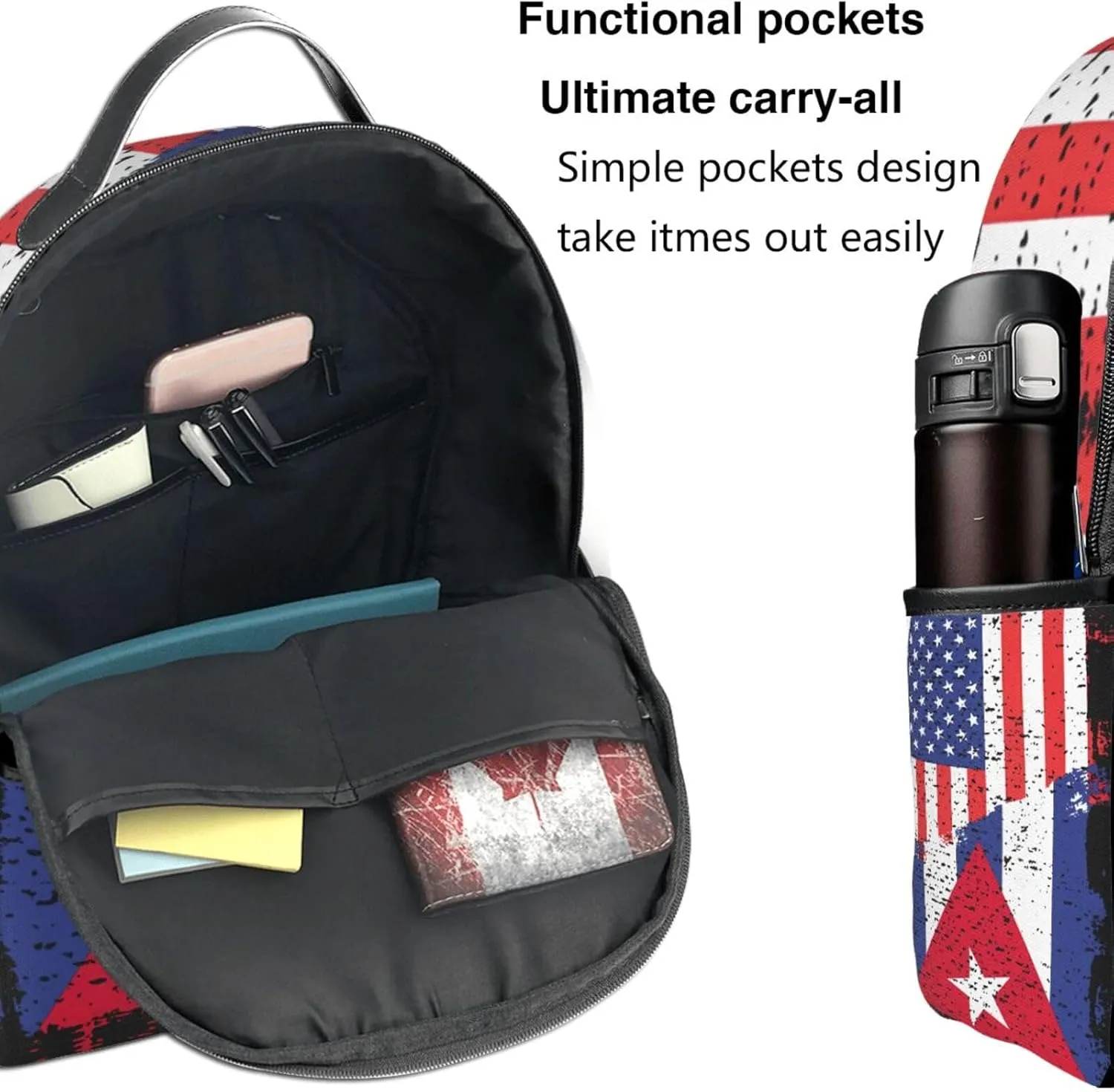 American Cuba Flag Cuban Roots Casual Backpacks Laptop Backpack Carry-on Daypack Sports Travel Rucksack Lightweight Working Bag for Outdoor Hiking Cycling Walking