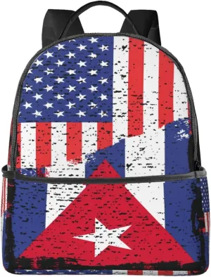 American Cuba Flag Cuban Roots Casual Backpacks Laptop Backpack Carry-on Daypack Sports Travel Rucksack Lightweight Working Bag for Outdoor Hiking Cycling Walking