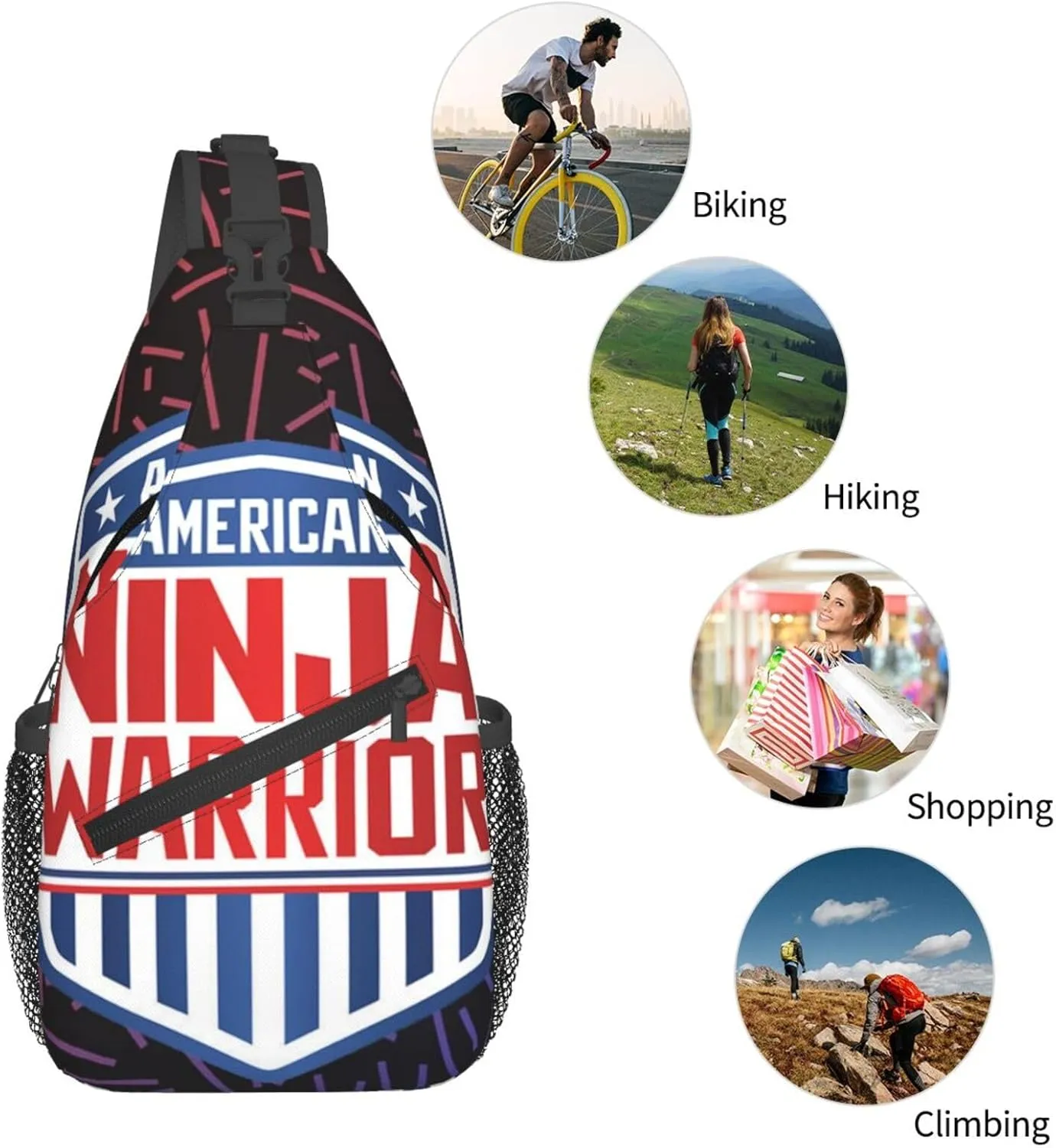American Ninja Warrior Small Crossbody Backpack Sling Bag For Men Women Mini One Shoulder Chest Bags Gym Sport Travel Hiking Daypack