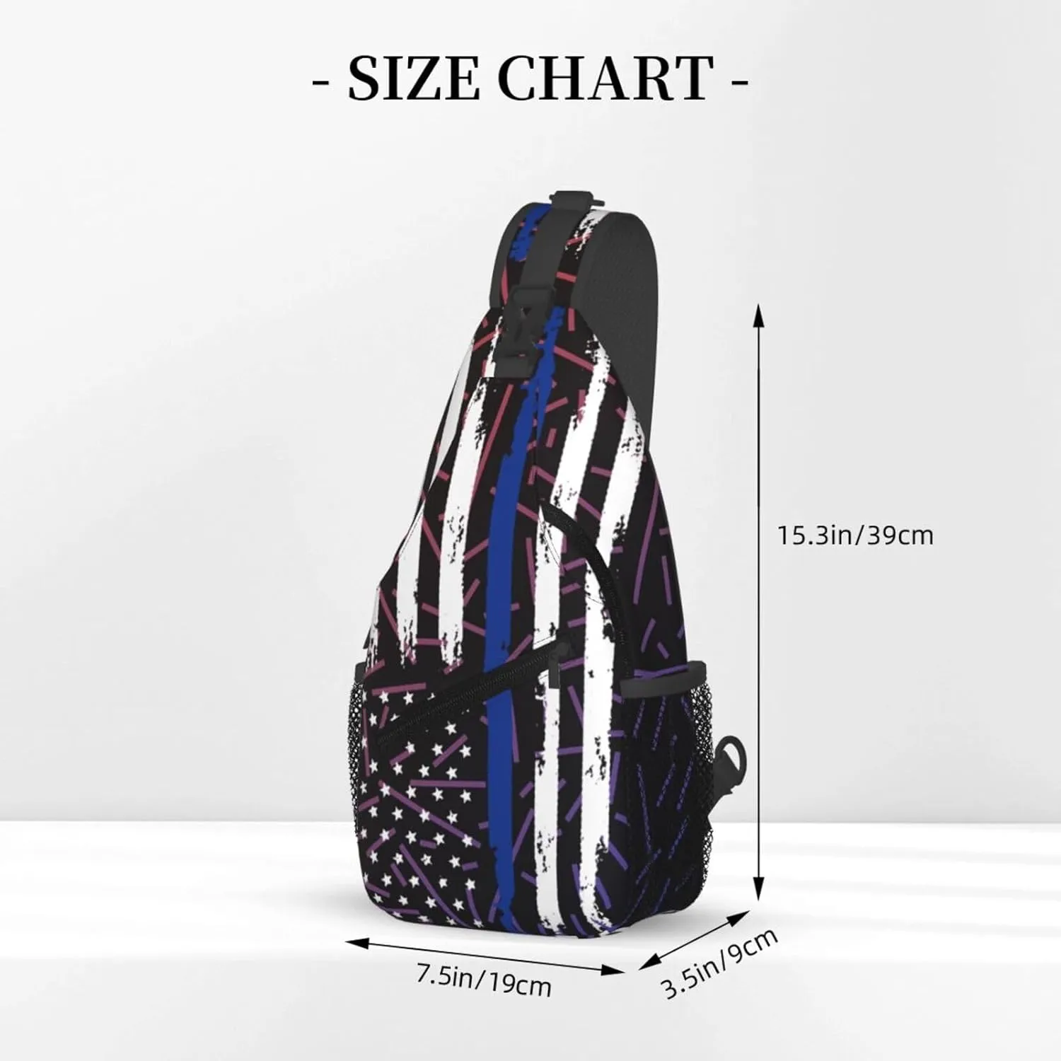 American Police Flag Thin Blue Line Flag Crossbody Backpack For Men Women Sling Shoulder Dachshunds Dog Chest Bag Lightweight One Strap Multipurpose Travel Hiking Daypack