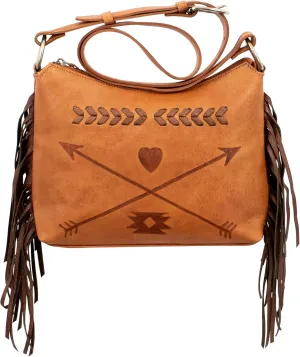 American West Leather Shoulder Bag for Women - Friendship Arrows Purse