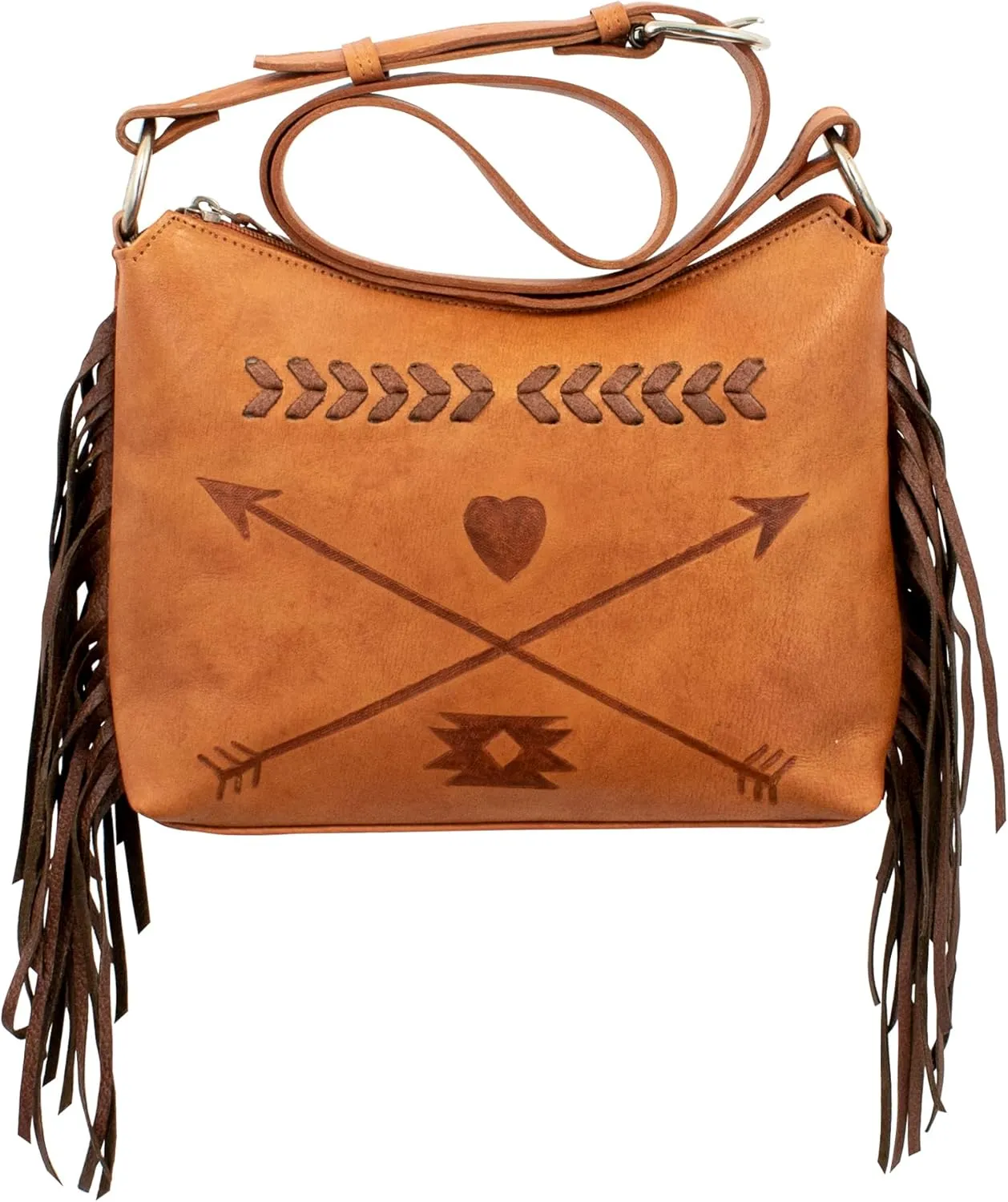 American West Leather Shoulder Bag for Women - Friendship Arrows Purse