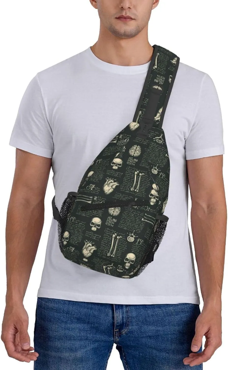 Anatomy Human Skulls Bones Joints Organs Cross Chest Bag Diagonally Hiking Crossbody Bag Travel Shoulder Daypack Lightweight Sling Backpack Cycling Daypacks Fitness Chest Backpacks