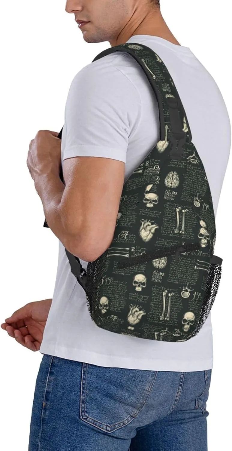 Anatomy Human Skulls Bones Joints Organs Cross Chest Bag Diagonally Hiking Crossbody Bag Travel Shoulder Daypack Lightweight Sling Backpack Cycling Daypacks Fitness Chest Backpacks