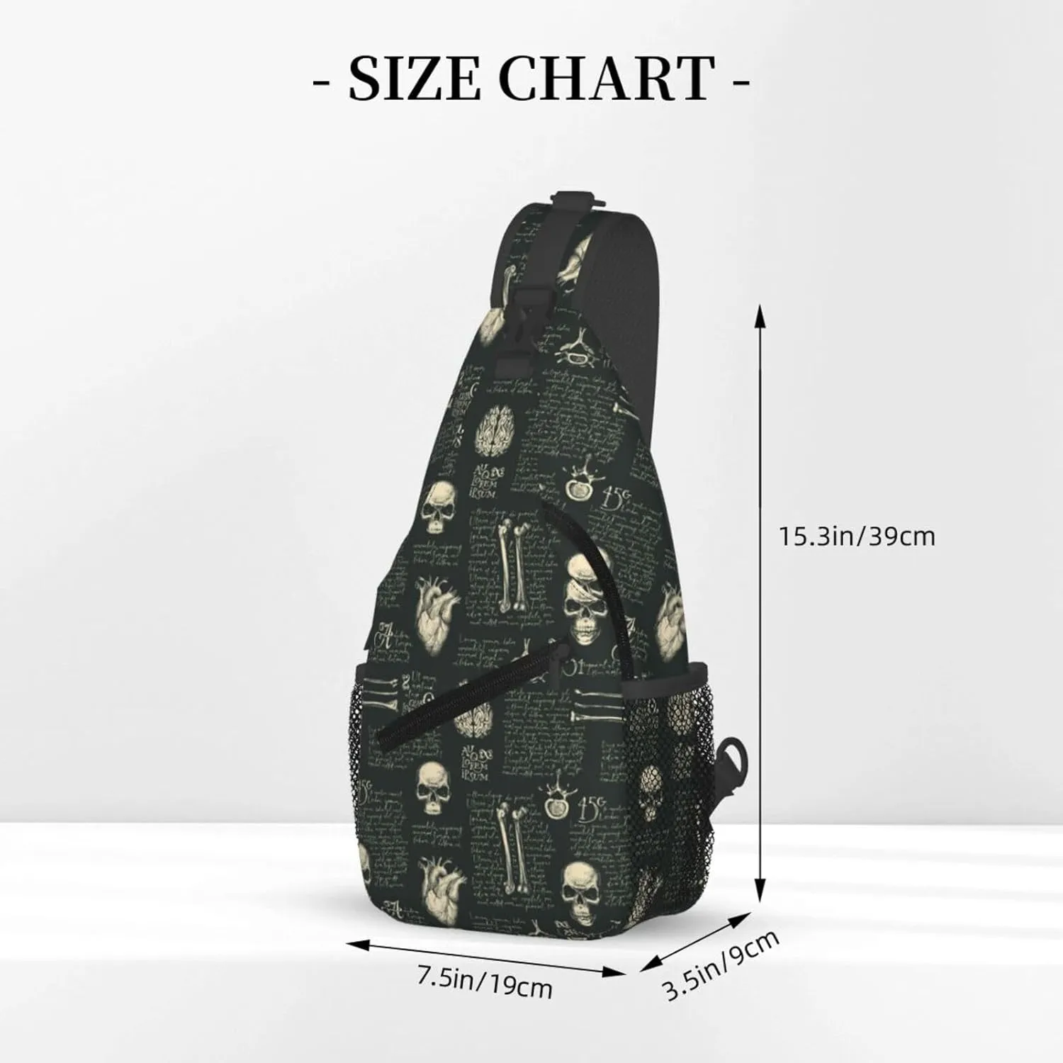 Anatomy Human Skulls Bones Joints Organs Cross Chest Bag Diagonally Hiking Crossbody Bag Travel Shoulder Daypack Lightweight Sling Backpack Cycling Daypacks Fitness Chest Backpacks