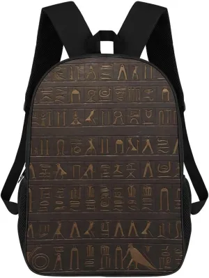 Ancient Egyptian Hieroglyph Business Laptop Backpack for Women Men 17 Inch Carry on Backpack Waterproof Black Bookbag Fashion Lightweight Backpacks for Travel Hiking Camping Casual Daypack Backpacks