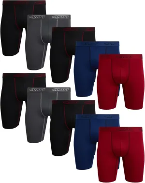 AND1 Mens Boxer Briefs - 10 Pack Performance Stretch Mens Underwear Long Leg Boxers for Men with Contour Pouch (Sizes: S-3XL)
