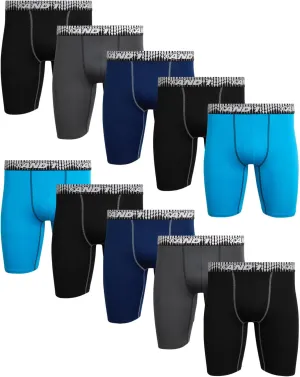 AND1 Mens Boxer Briefs - 10 Pack Performance Stretch Mens Underwear Long Leg Boxers for Men with Contour Pouch (Sizes: S-3XL)