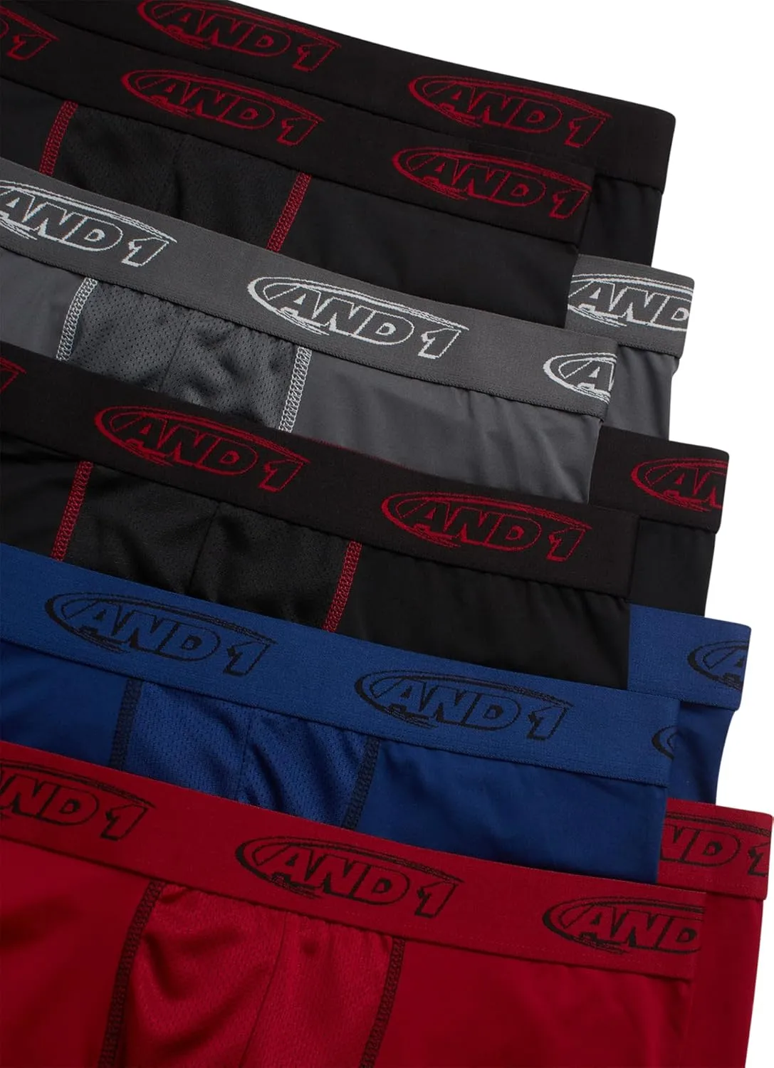 AND1 Mens Boxer Briefs - 10 Pack Performance Stretch Mens Underwear Long Leg Boxers for Men with Contour Pouch (Sizes: S-3XL)