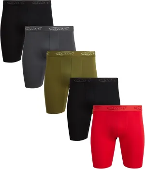 AND1 Mens Boxer Briefs - 5 Pack Performance Stretch Mens Underwear Long Leg Boxers for Men with Contour Pouch (Sizes: S-3XL)