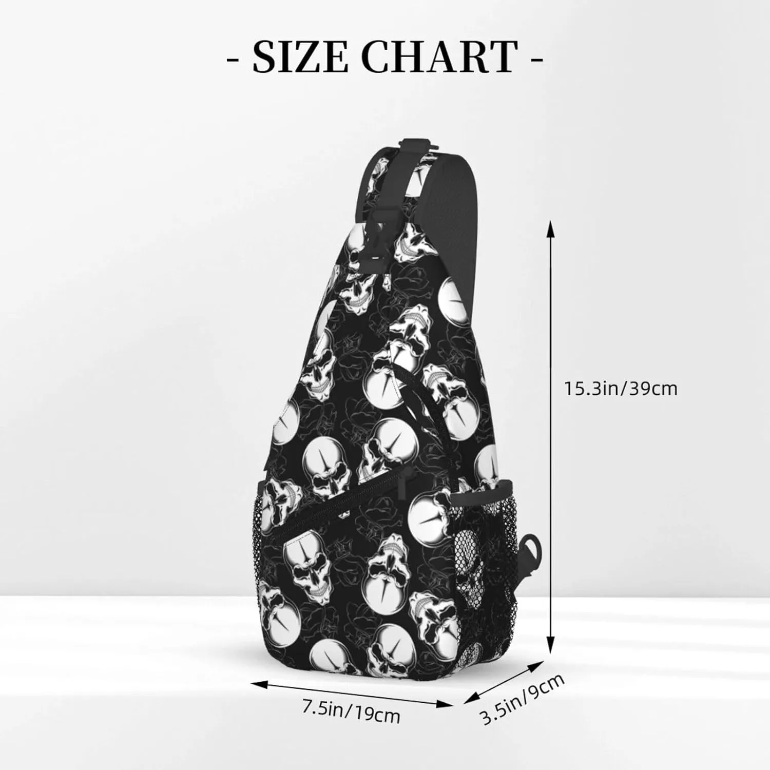Angry Skull Black Roses Cross Chest Bag Diagonally Hiking Crossbody Bag Travel Shoulder Daypack Lightweight Sling Backpack Cycling Daypacks Fitness Chest Backpacks