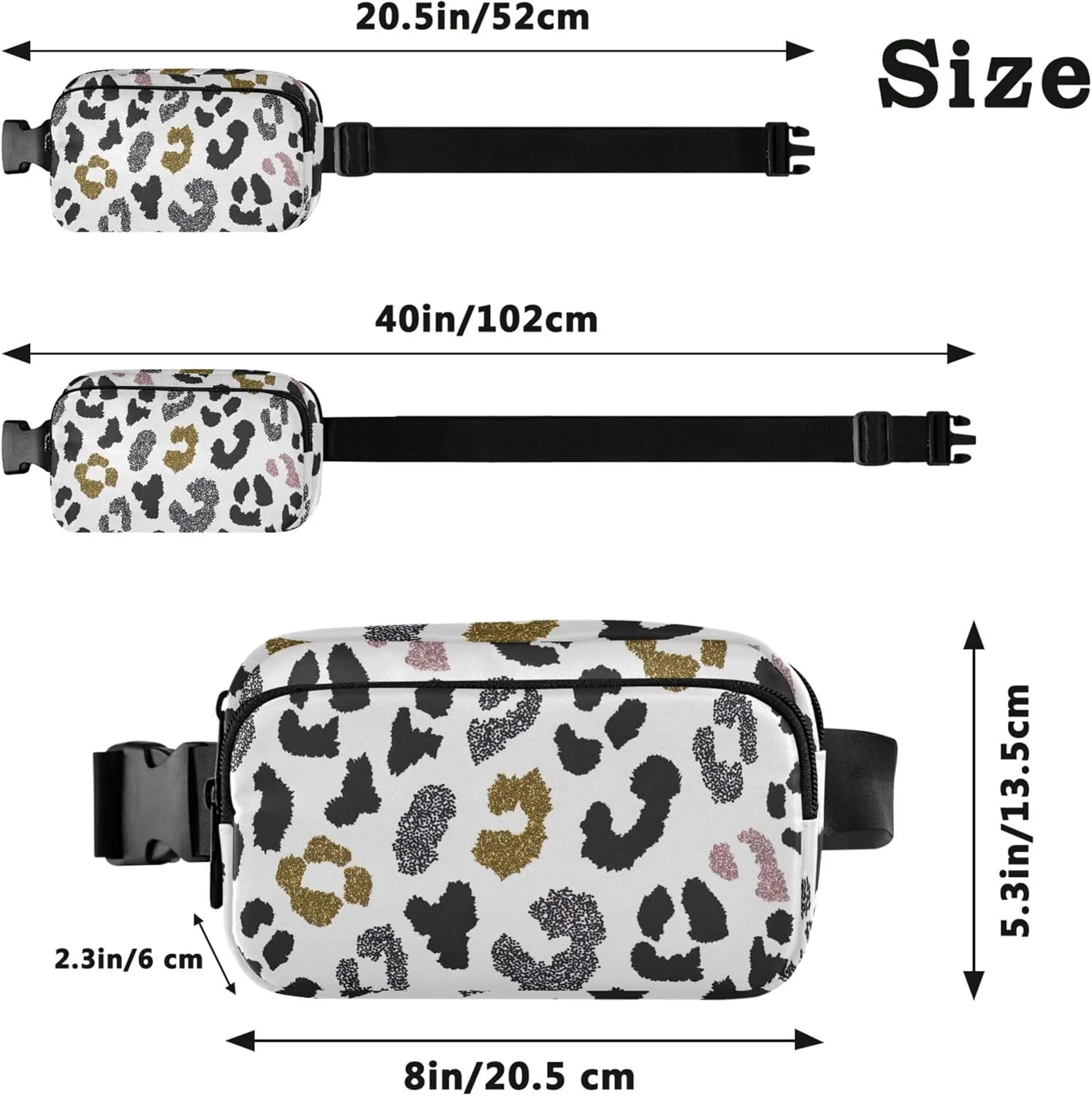 Animal Skin Leopard Women Fanny Packs Waterproof Hip Bag Belt Pouch Cute Cross Body Waist Pack