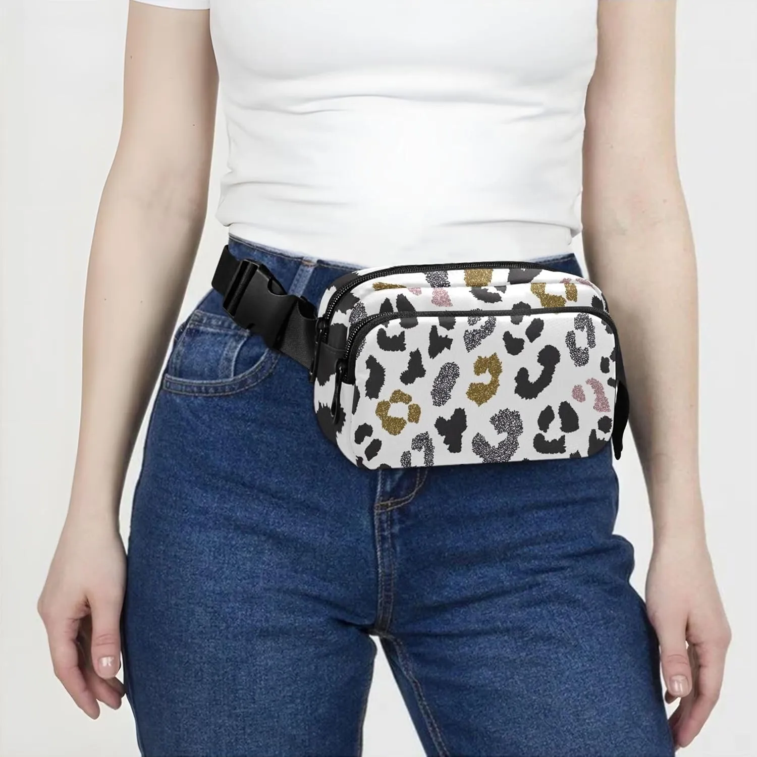 Animal Skin Leopard Women Fanny Packs Waterproof Hip Bag Belt Pouch Cute Cross Body Waist Pack